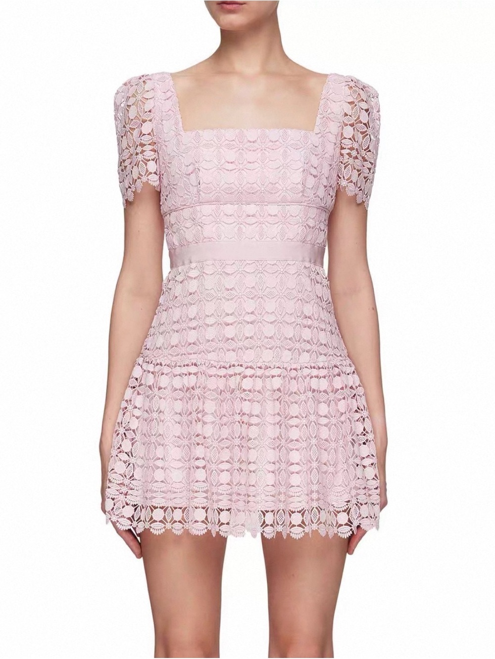 Self-Portrait Blush Pink Lace Mini Dress